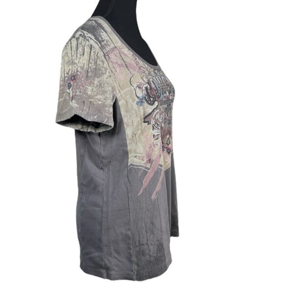 Plus Size Cowgirl Distressed Rhinestone Rodeo Western Graphic T Stampede Sz 1X - Picture 4 of 15